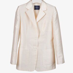 Ron Leal Vintage Classic Off White Raw Silk Blazer